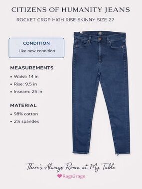 Citizens of Humanity Rocket Crop High Rise Skinny Jeans 27